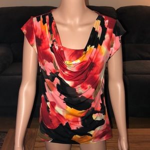 Chelsea & Theodore bright colorful Cowl neck tunic